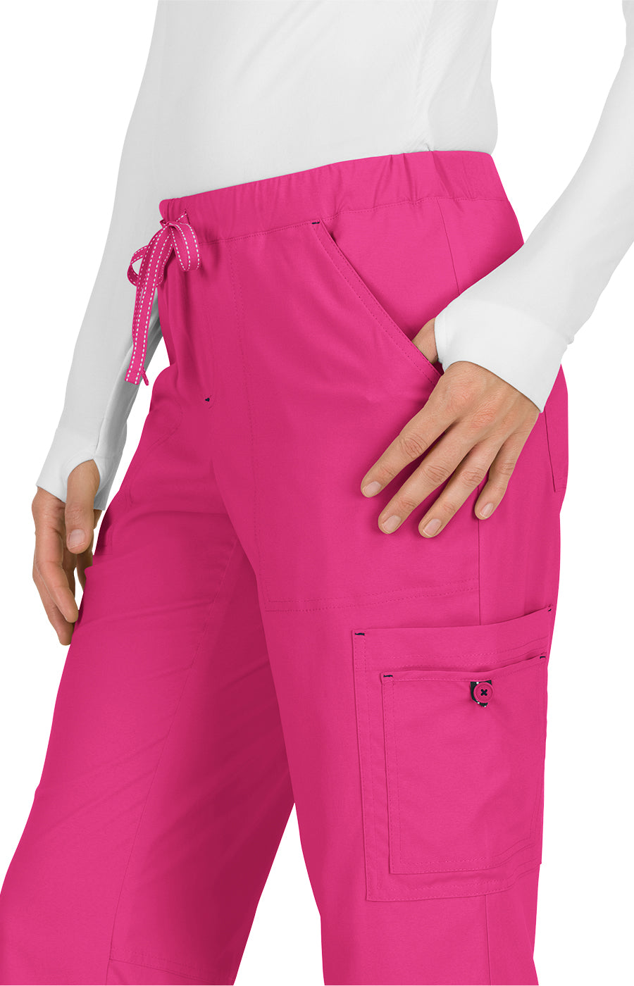 Koi Basics Holly Women's 8-Pocket Stretch Cargo Scrub Pants - Petite Size  3X, Heather Electric Blue Polyester/Spandex